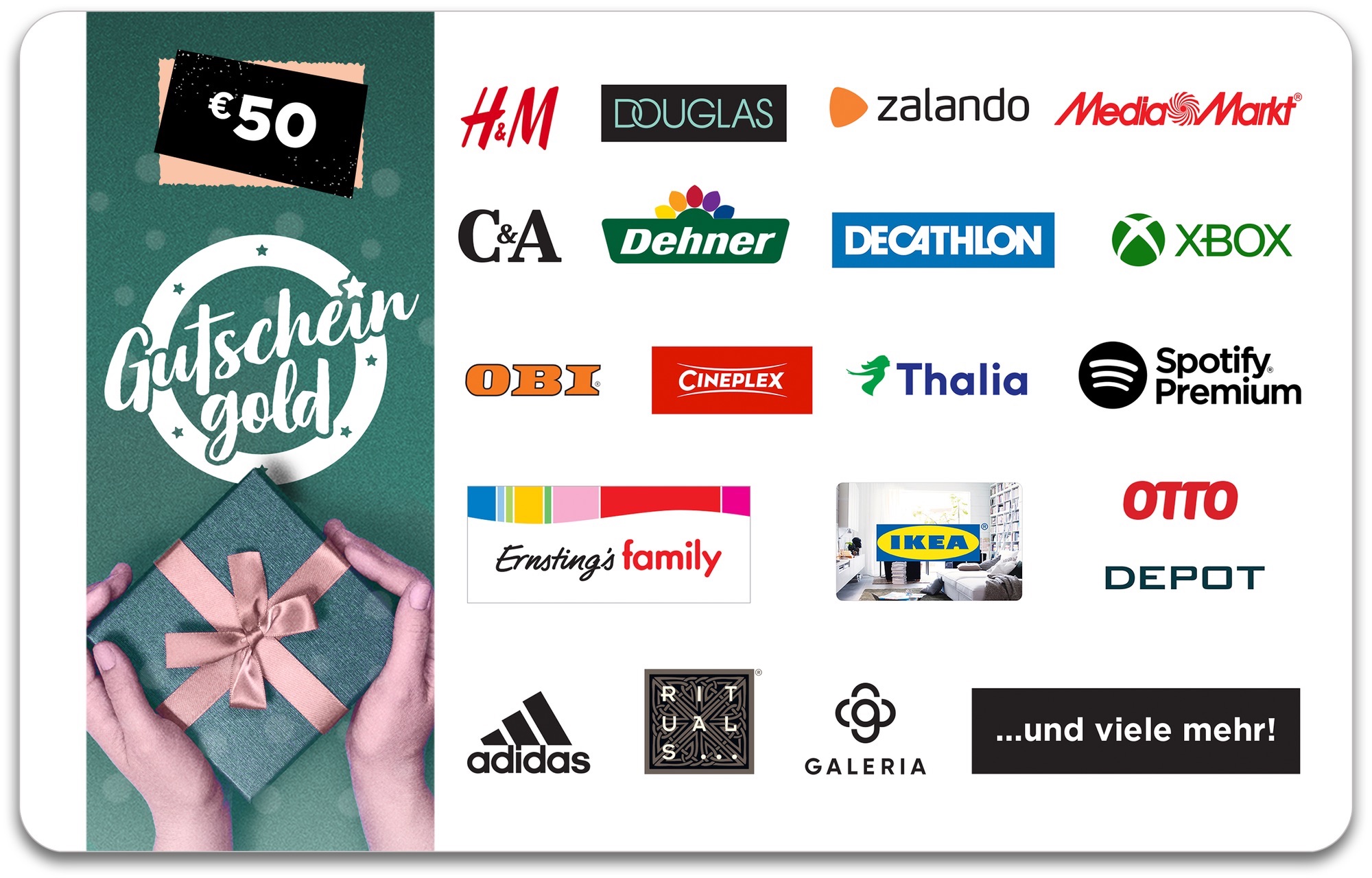50,&ndash; &euro; GUTSCHEINGOLD Universal-Gutschein 